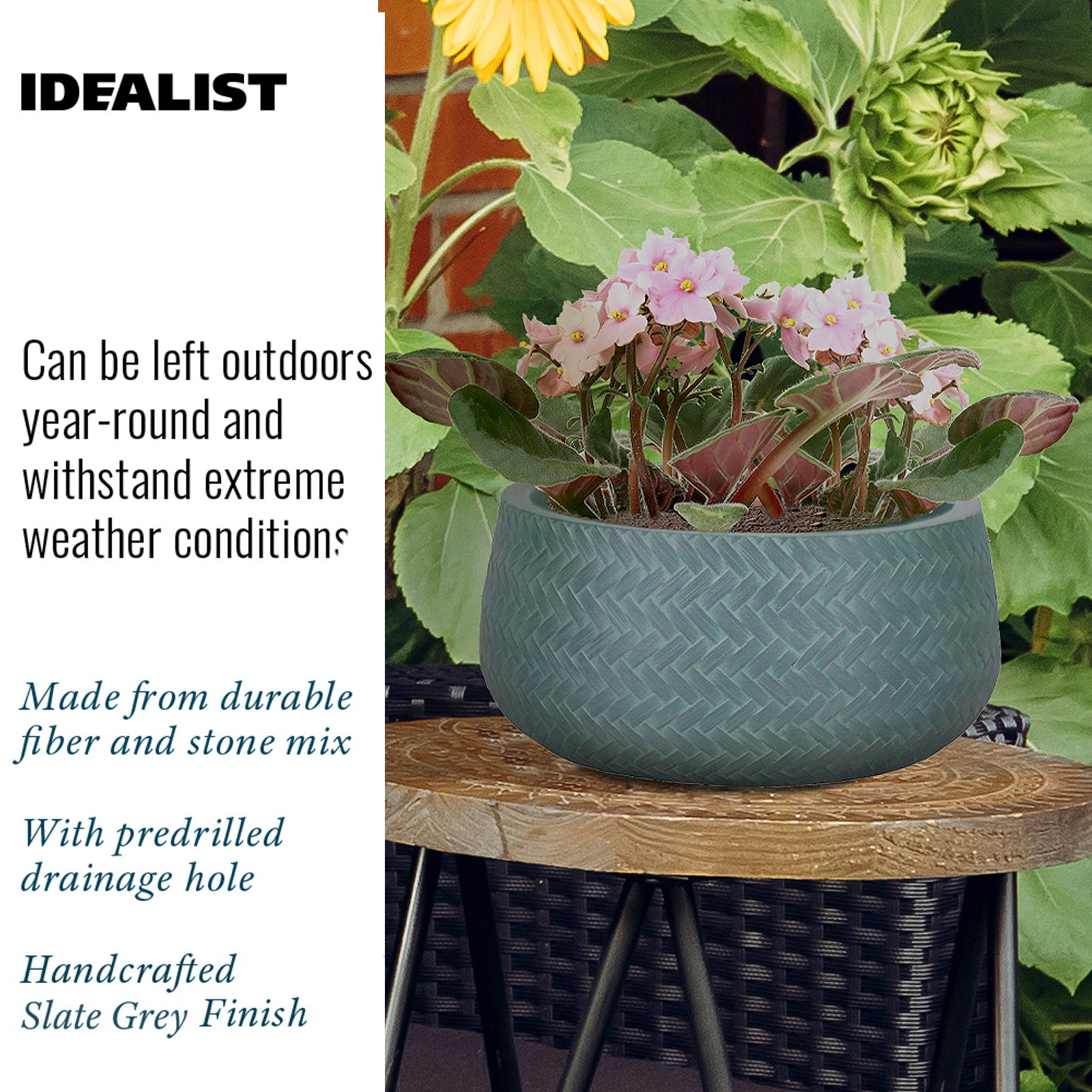 IDEALIST Lite Plaited Style Bowl Outdoor Planter