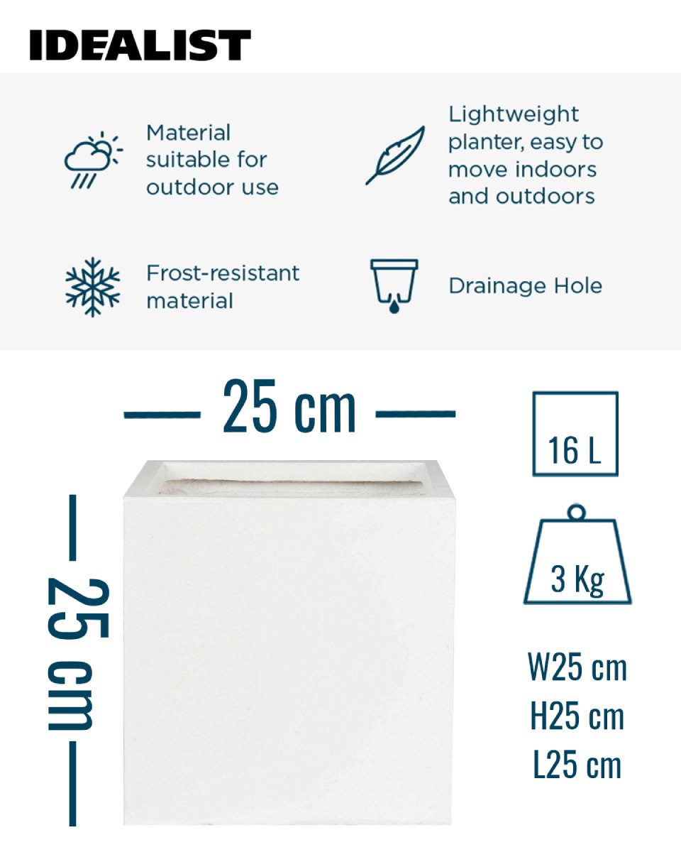 IDEALIST Lite Square Box Contemporary Light Concrete Planter