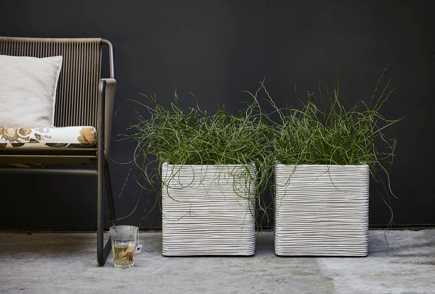 Square Resin Planter by Cadix Capi Tutch Ribbed