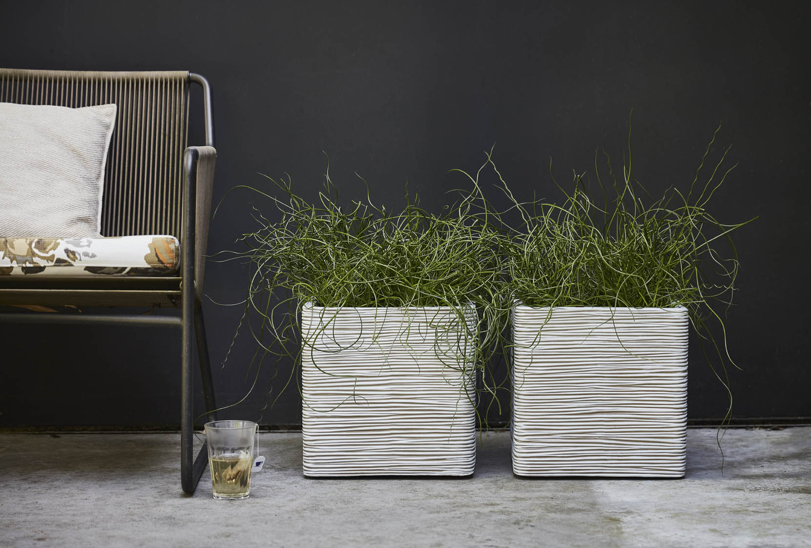 Square Resin Planter by Cadix Capi Tutch Ribbed