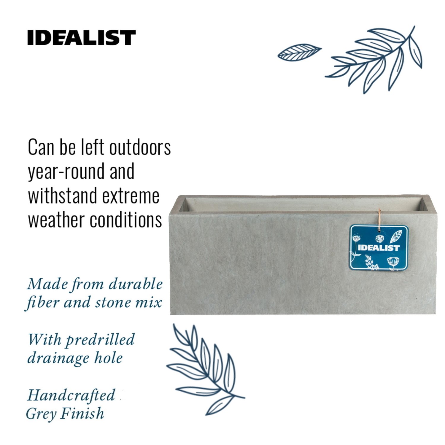 IDEALIST Lite Window Box Light Concrete Planter