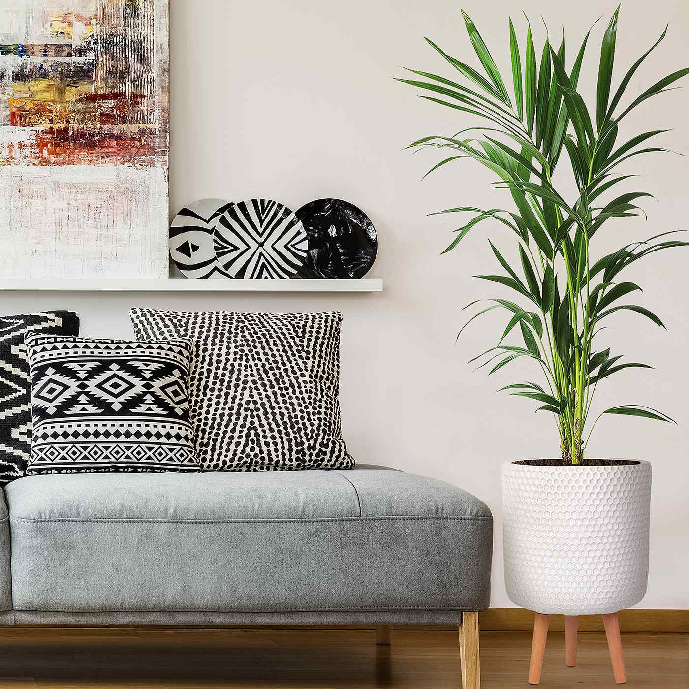IDEALIST Lite Honeycomb Style Cylinder Planter on Legs, Round Pot Plant Stand Indoor