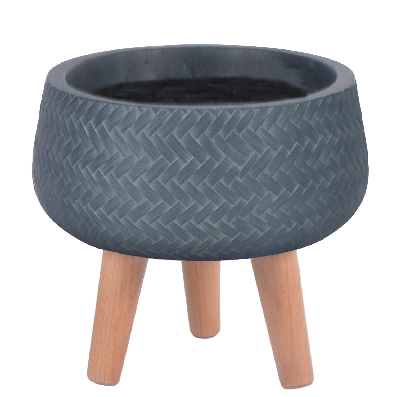 IDEALIST Lite Plaited Style Bowl Planter on Legs, Round Pot Plant Stand Indoor