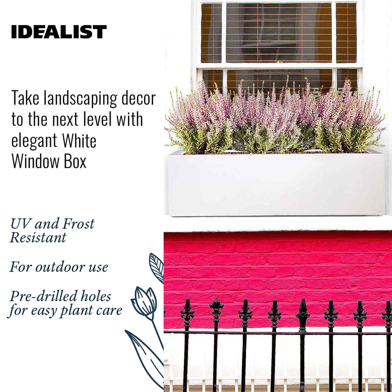 IDEALIST Lite Window Box Light Concrete Planter
