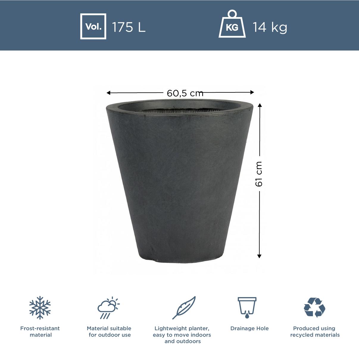 IDEALIST Lite Round Contemporary Light Concrete Planter