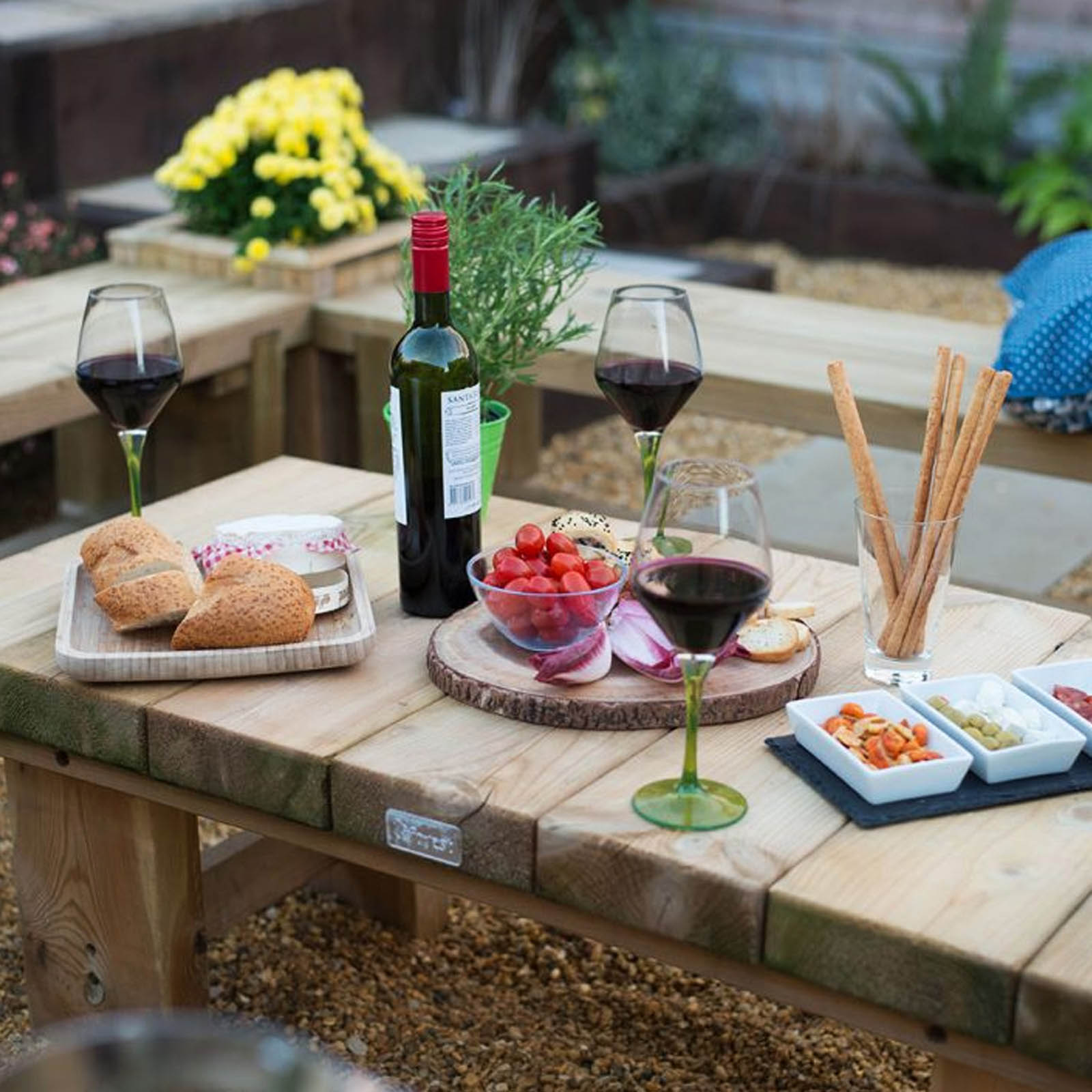 Outdoor Wooden Low Level Sleeper Table by Forest Garden