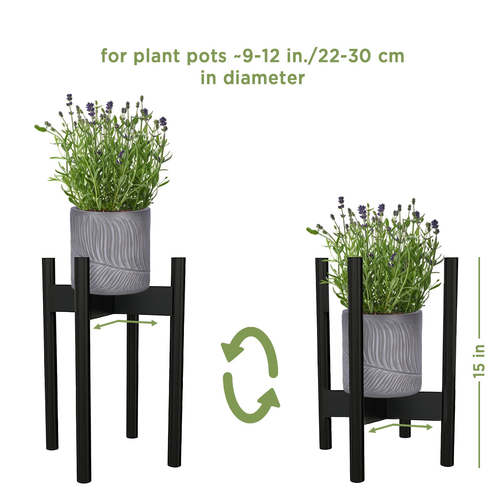 Mid Century Wooden Plant Stand / Pot Holder with Adjustable Width