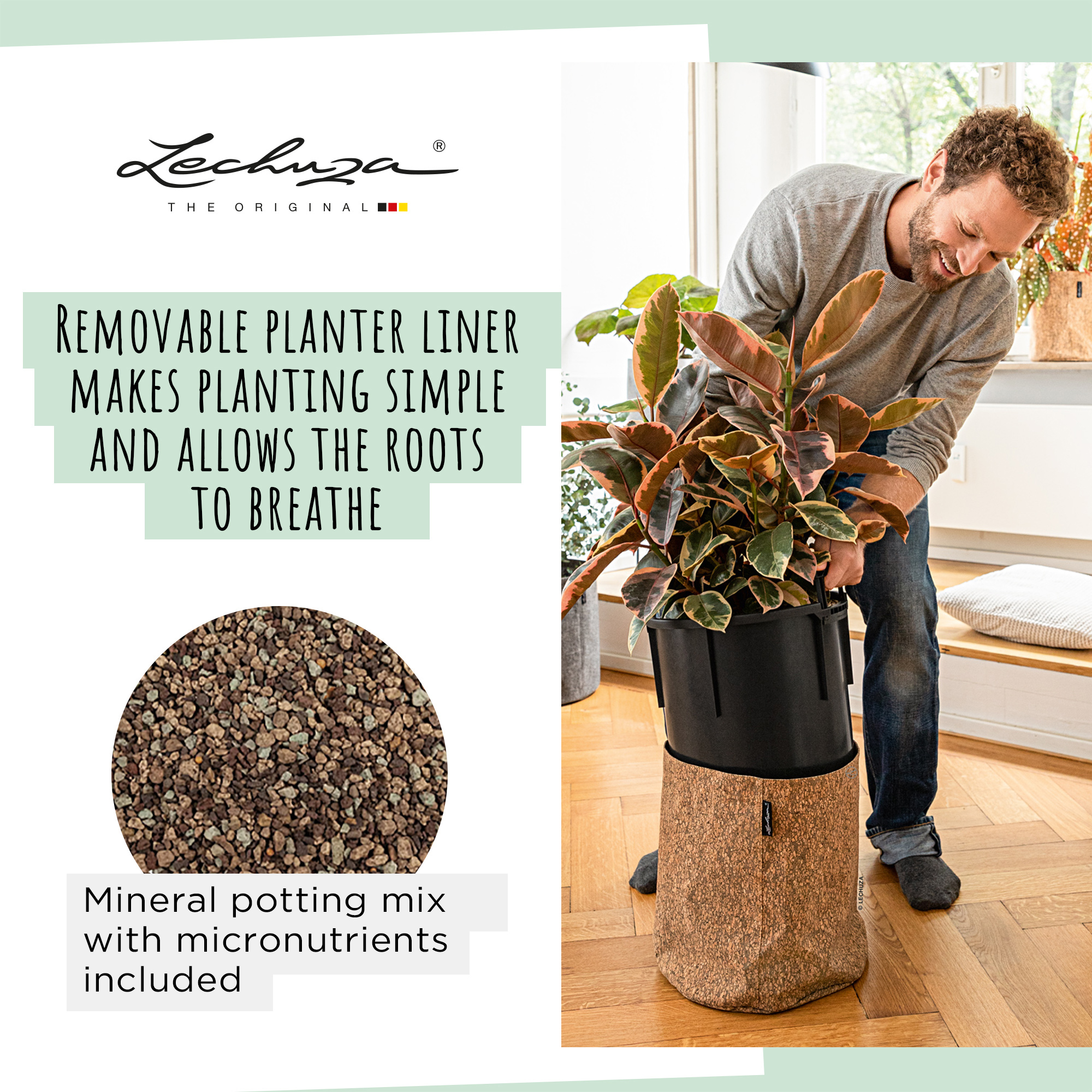 LECHUZA TRENDCOVER Round Self-watering Planter