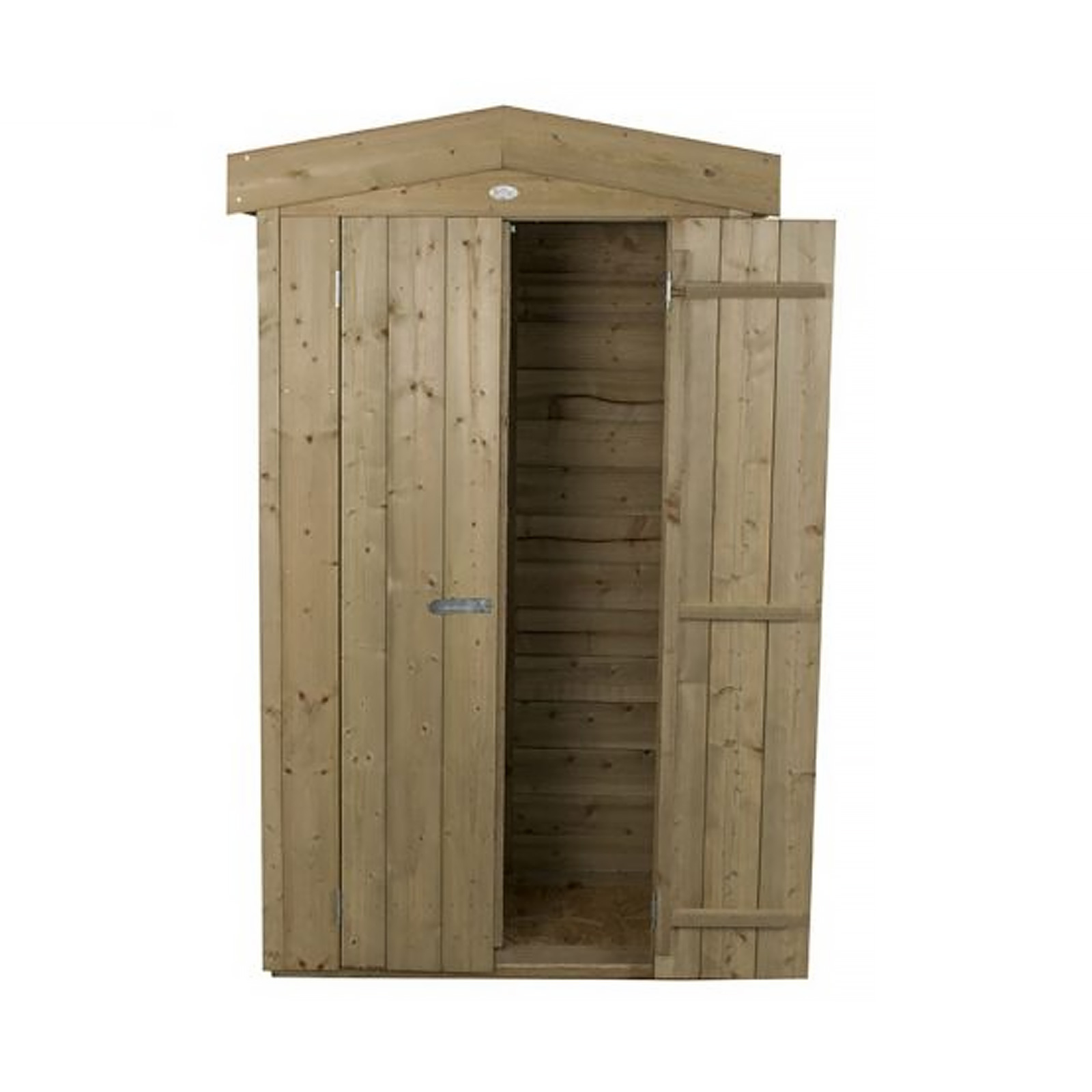 Installed Outdoor Pressure Treated Wooden Overlap Apex Tall Garden Store by Forest Garden