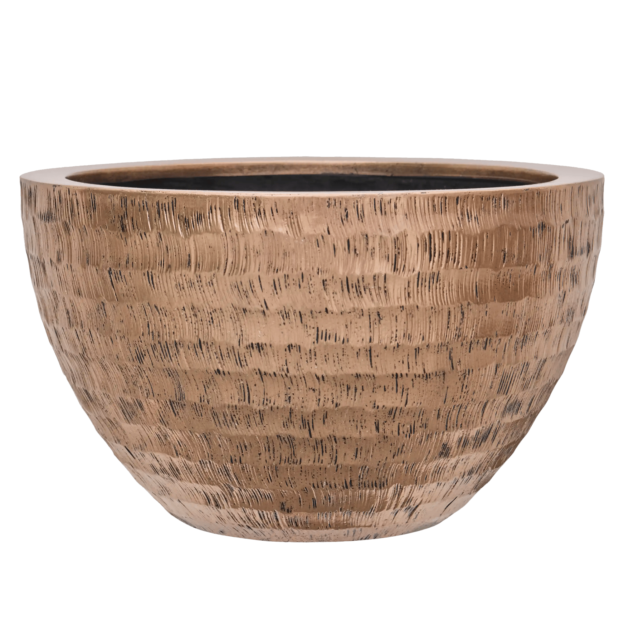 Opus Polystone Bowl Planter | Hammered Finish Indoor Plant Pot