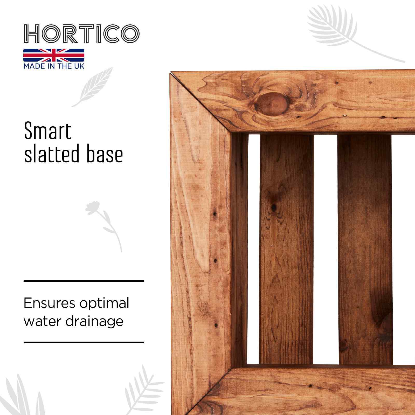 Rustic Scandinavian Redwood Square Outdoor Planter Made in UK by HORTICO