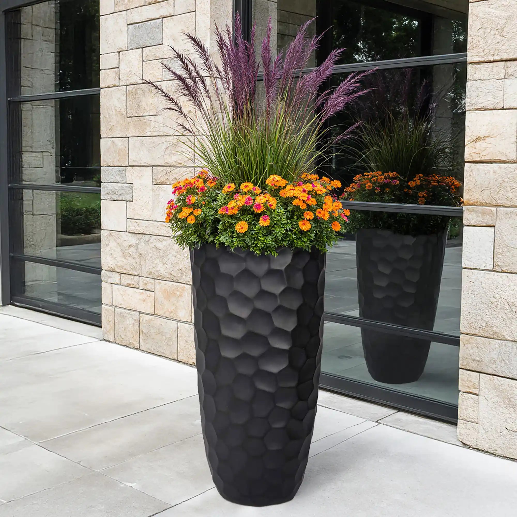 IDEALIST Lite Mosaic Style Tall Round Vase Planter Outdoor Plant Pot