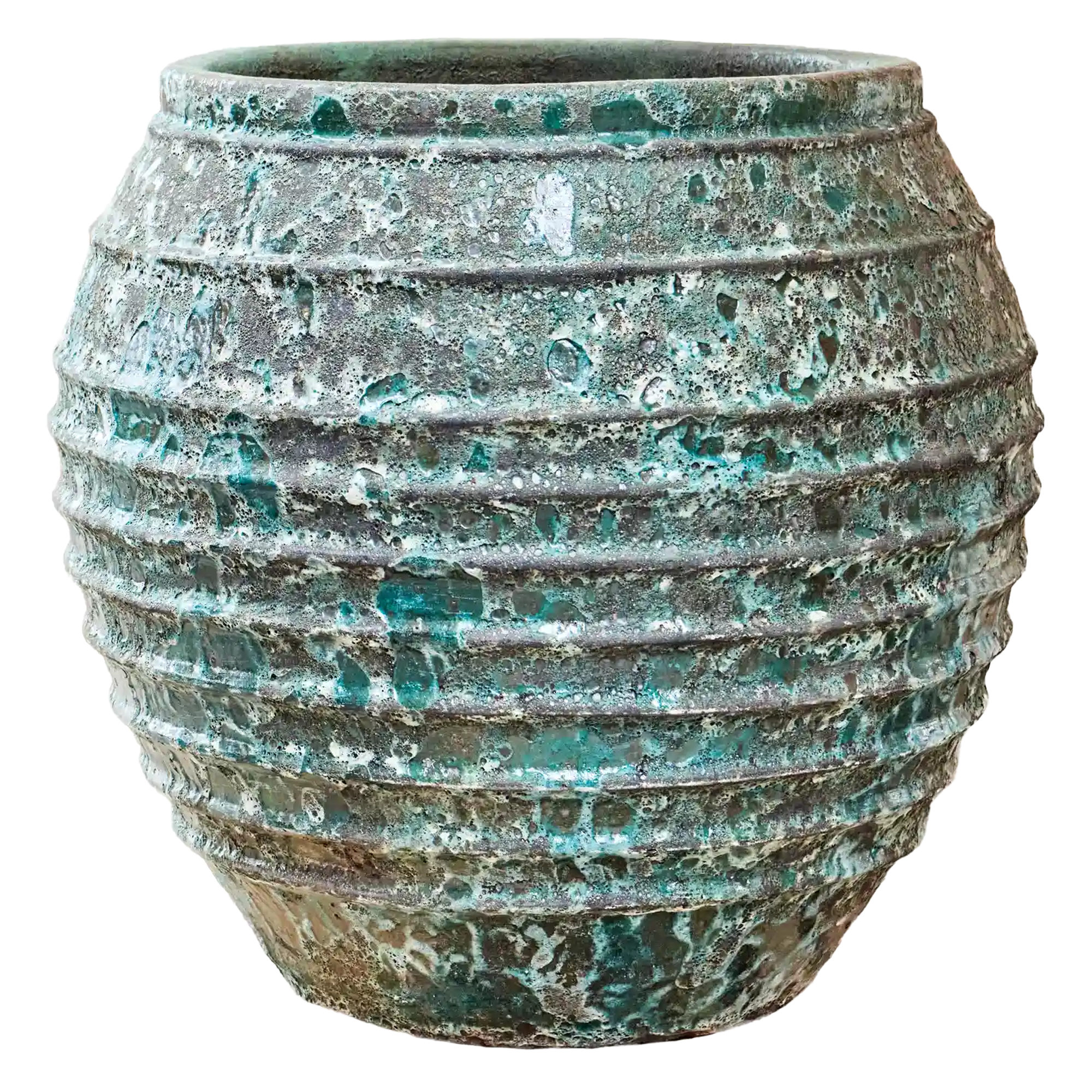 Lava Ceramic Large Ribbed Planter | Indoor and Outdoor Plant Pot