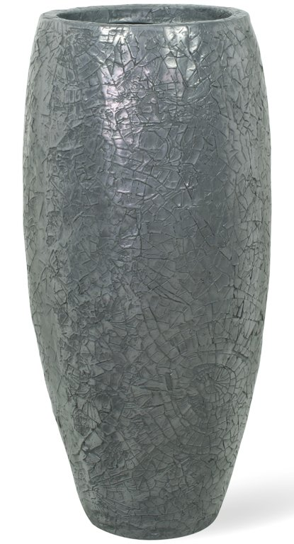 Crackle Round Tall Polystone Outdoor Planter