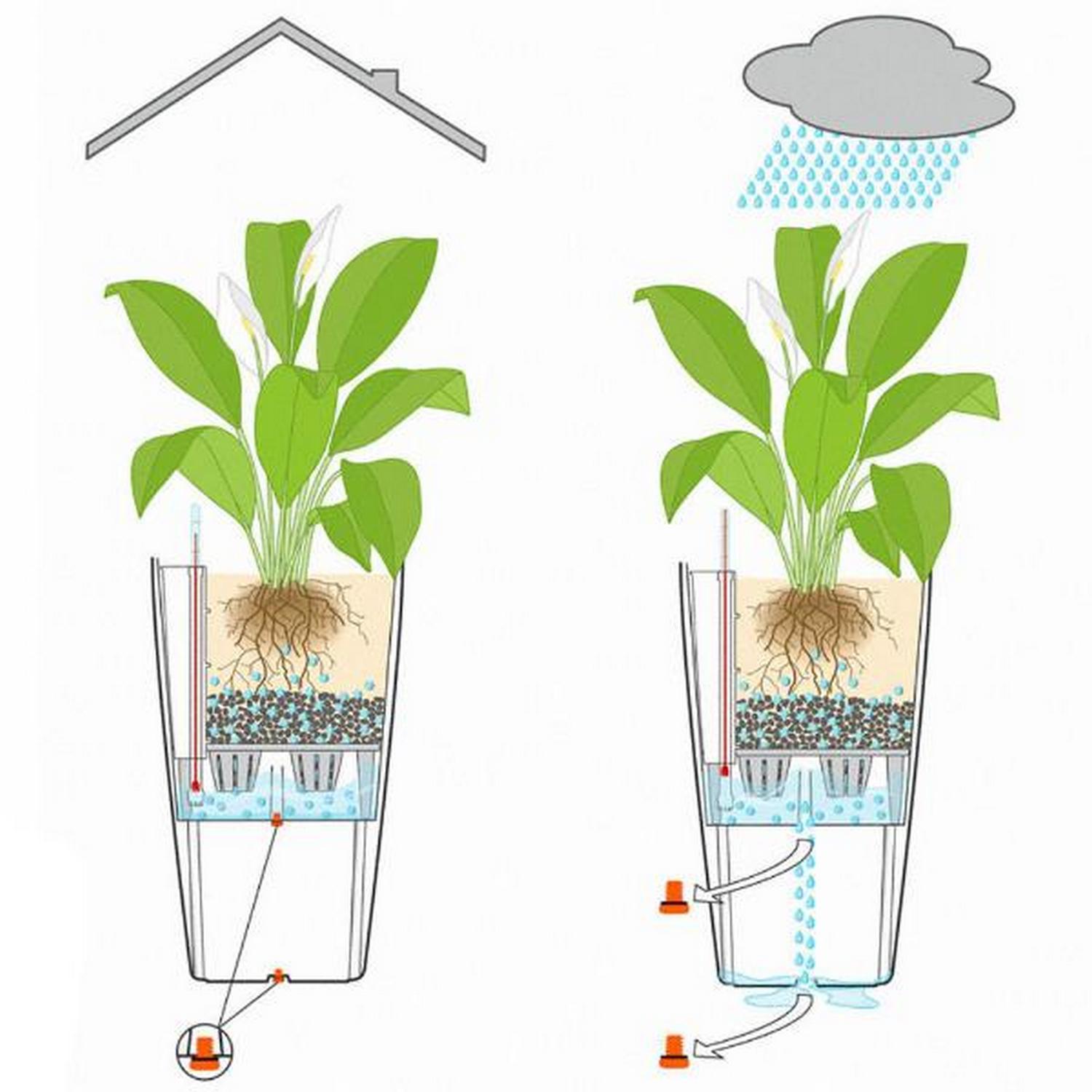 LECHUZA CUBICO Color Square Tall Poly Resin Self-watering Planter Set