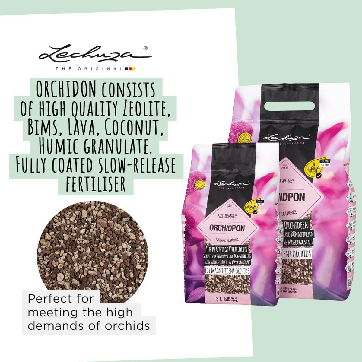 LECHUZA ORCHIDPON Orchid Potting Mix Organic Peat-Free Orchid Compost
