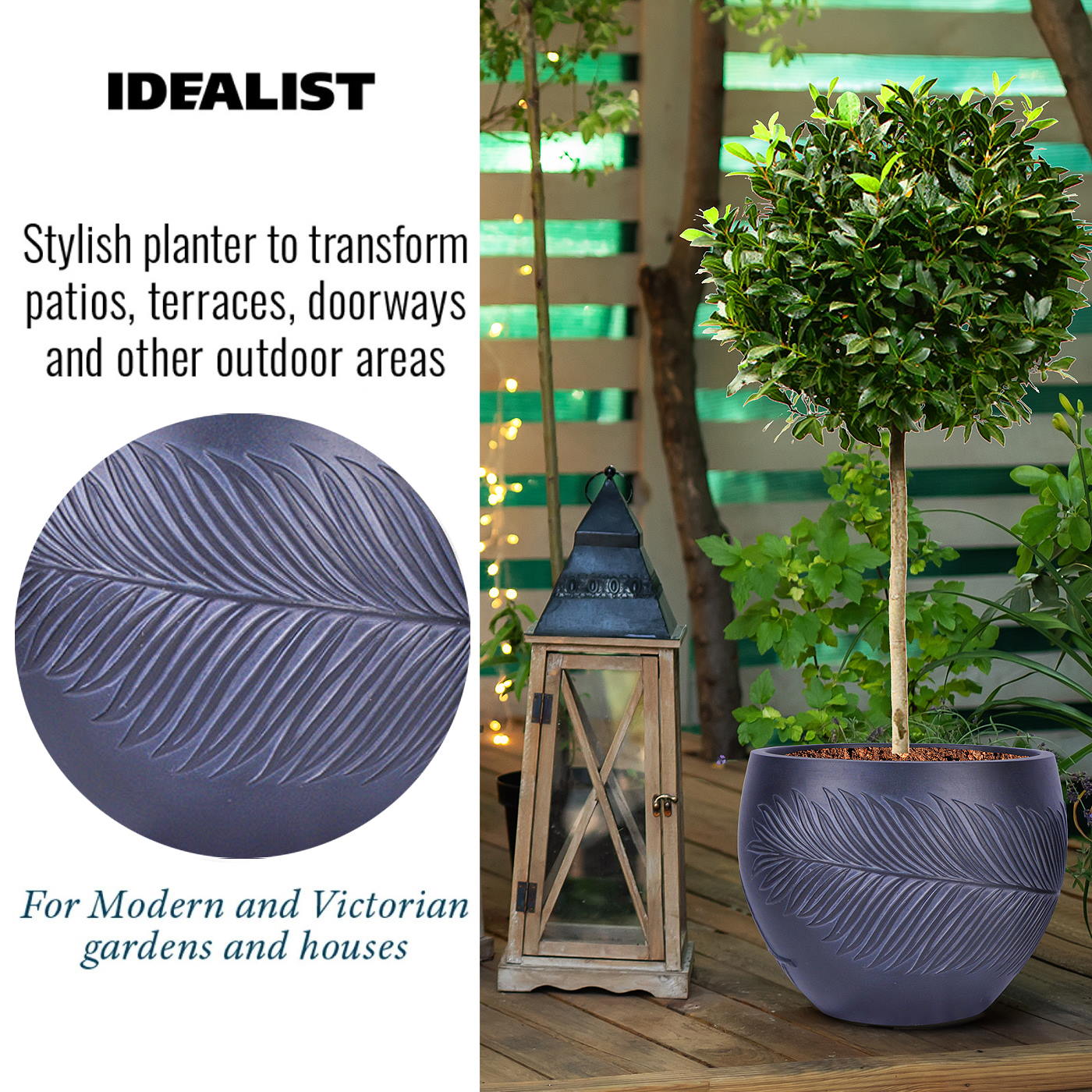 IDEALIST Lite Leaf Embossed Ball Planter