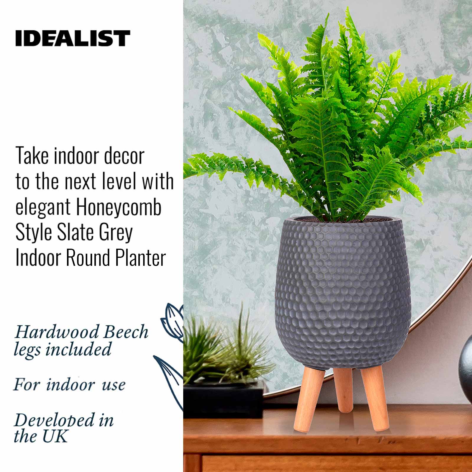 IDEALIST Lite Honeycomb Style Egg Planter on Legs, Round Pot Plant Stand Indoor