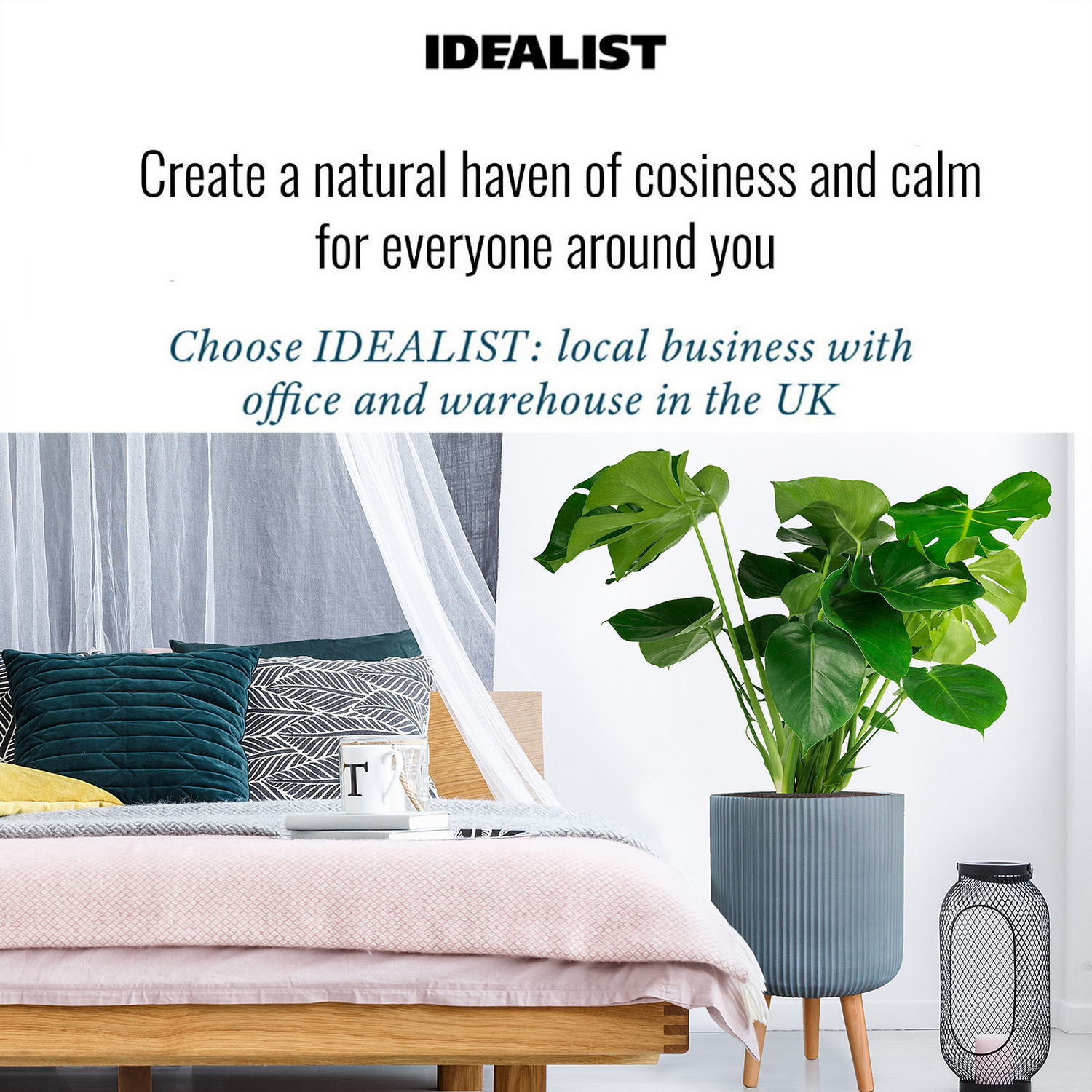 IDEALIST Lite Ribbed Cylinder Planter on Legs, Round Pot Plant Stand Indoor