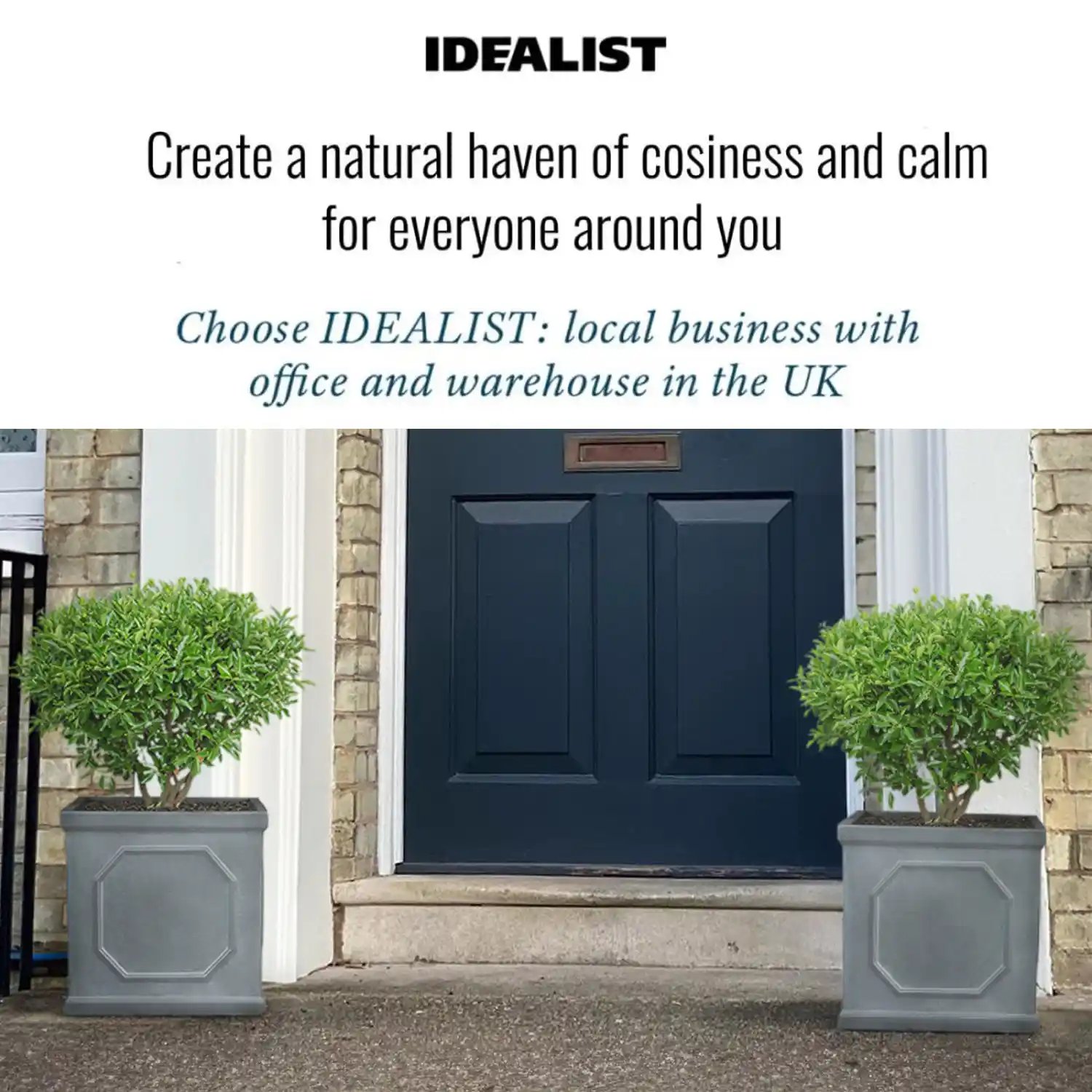 IDEALIST Lite Faux Lead Chelsea Box Square Light Concrete Planter