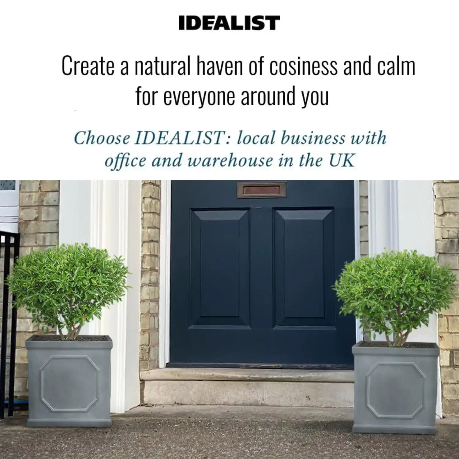 IDEALIST Lite Faux Lead Chelsea Box Square Light Concrete Planter
