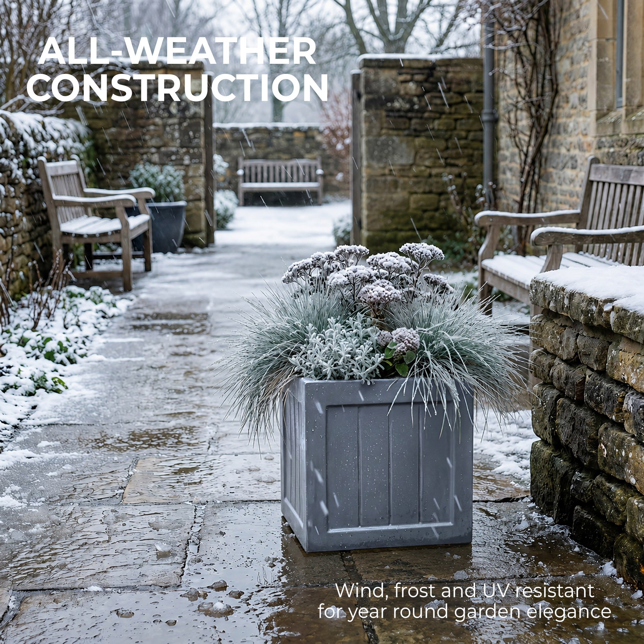 IDEALIST Regency Light Stone Square Garden Planter