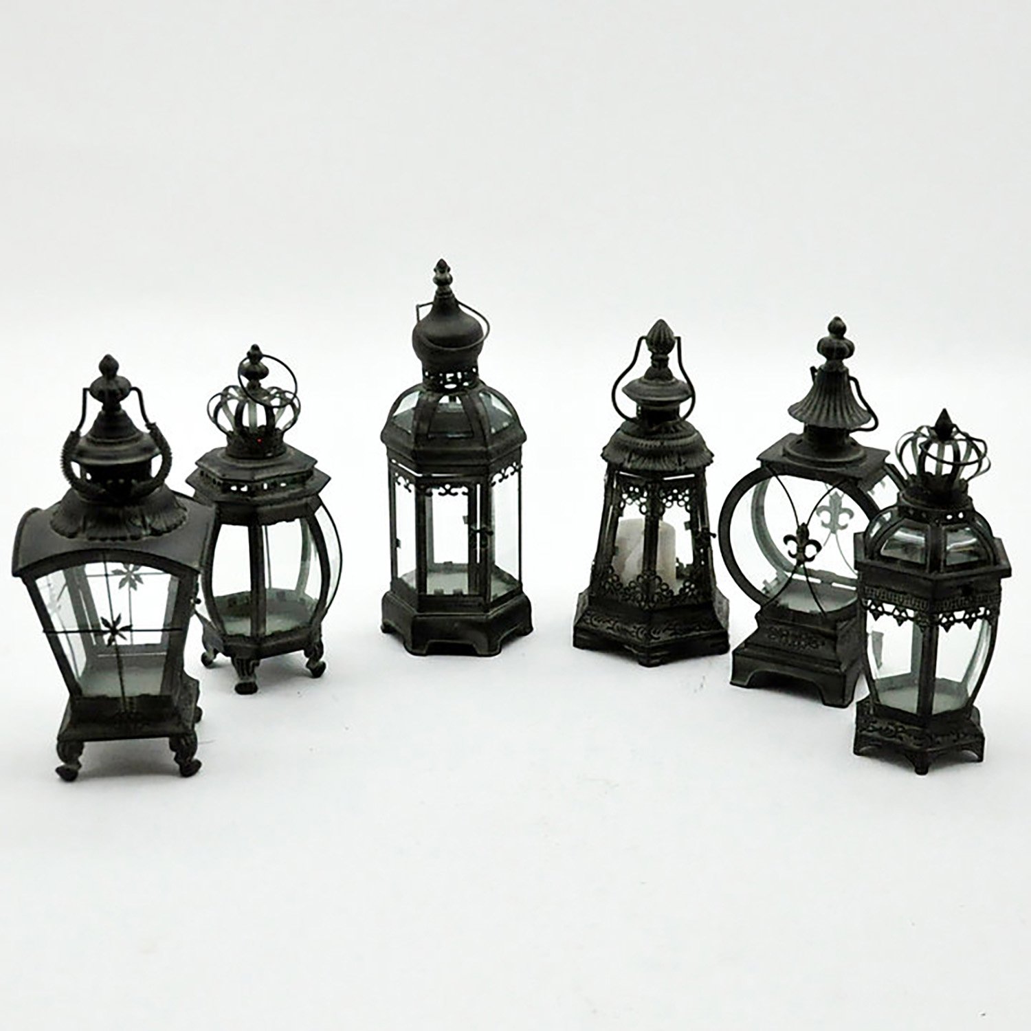 6 Assorted Metal Garden Lanterns by Minster