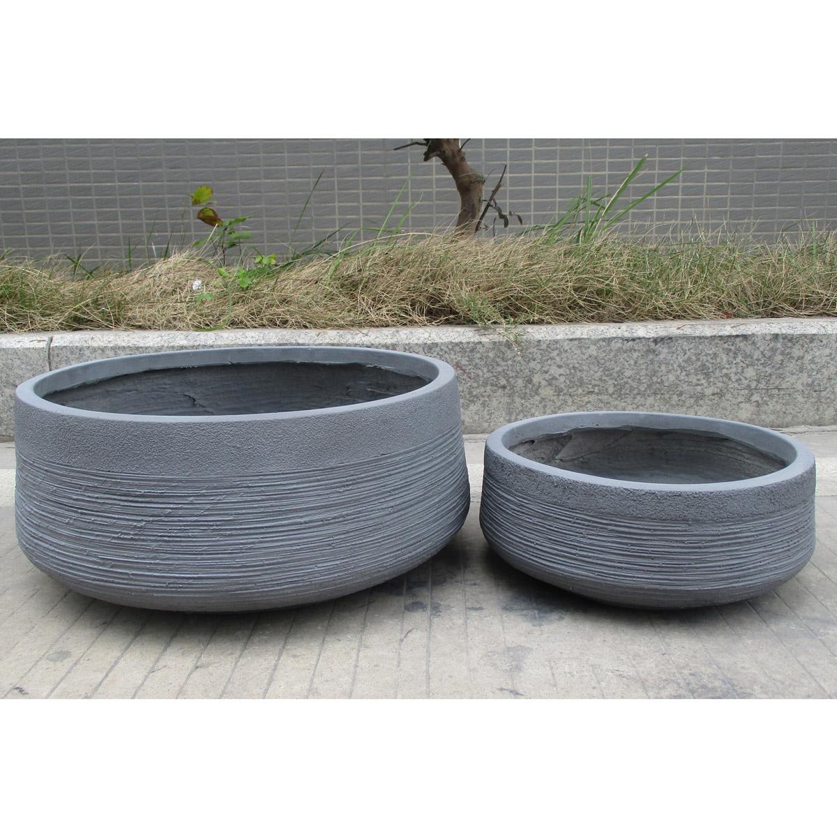 IDEALIST Lite Ribbed Light Concrete Bowl Planter