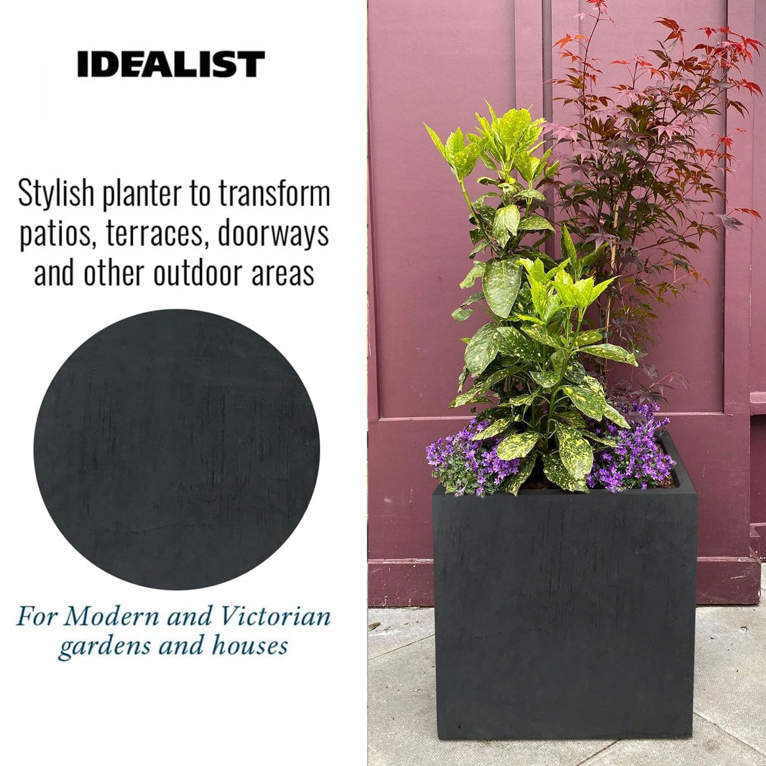IDEALIST Lite Square Box Contemporary Light Concrete Planter