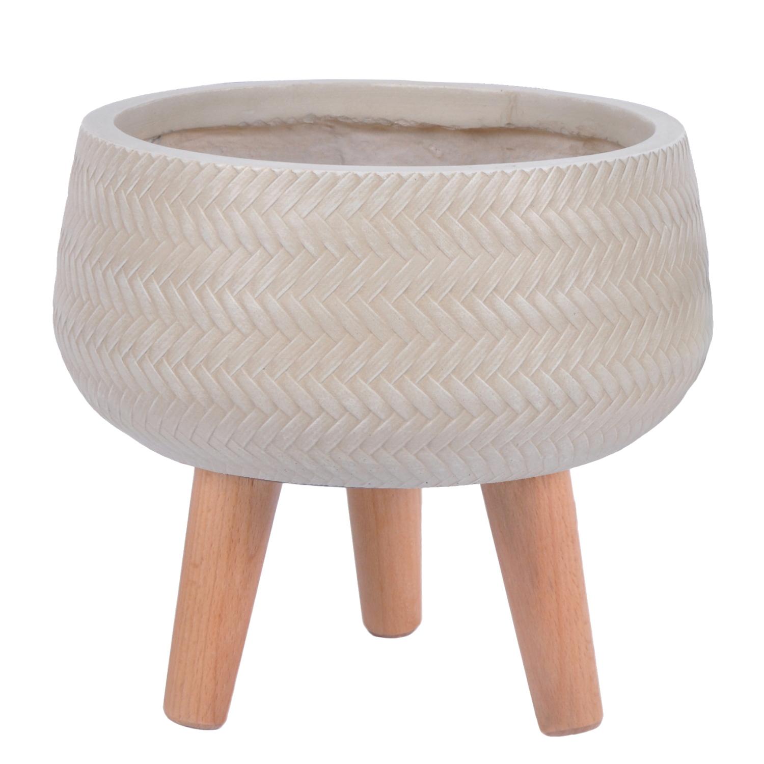 IDEALIST Lite Plaited Style Bowl Planter on Legs, Round Pot Plant Stand Indoor