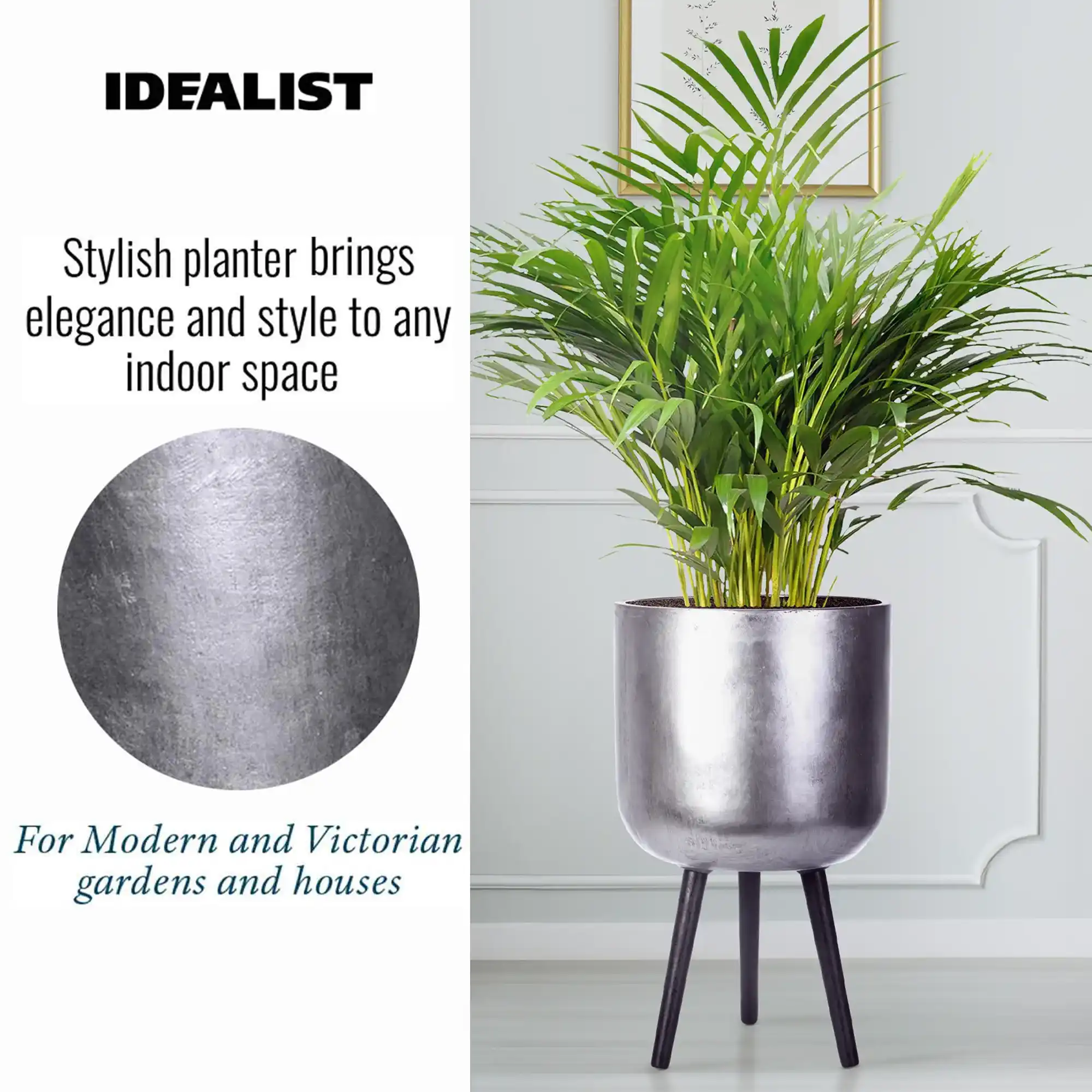 IDEALIST Lite Round Planter on Legs, Round Pot Plant Stand Indoor