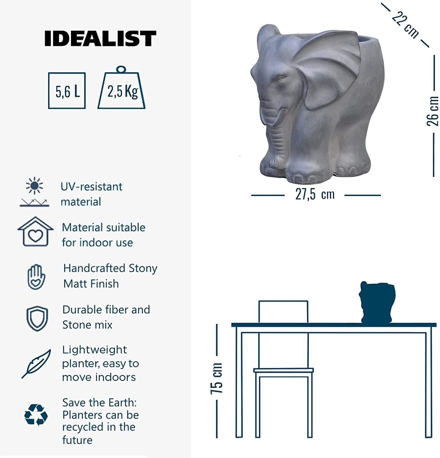 IDEALIST Lite Elephant Plant Pot Indoor
