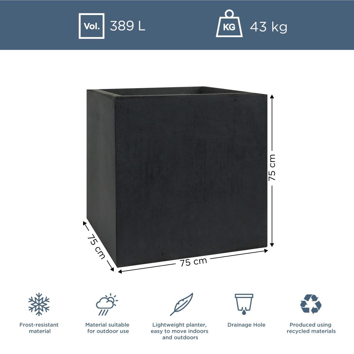 IDEALIST Lite Square Box Contemporary Light Concrete Planter