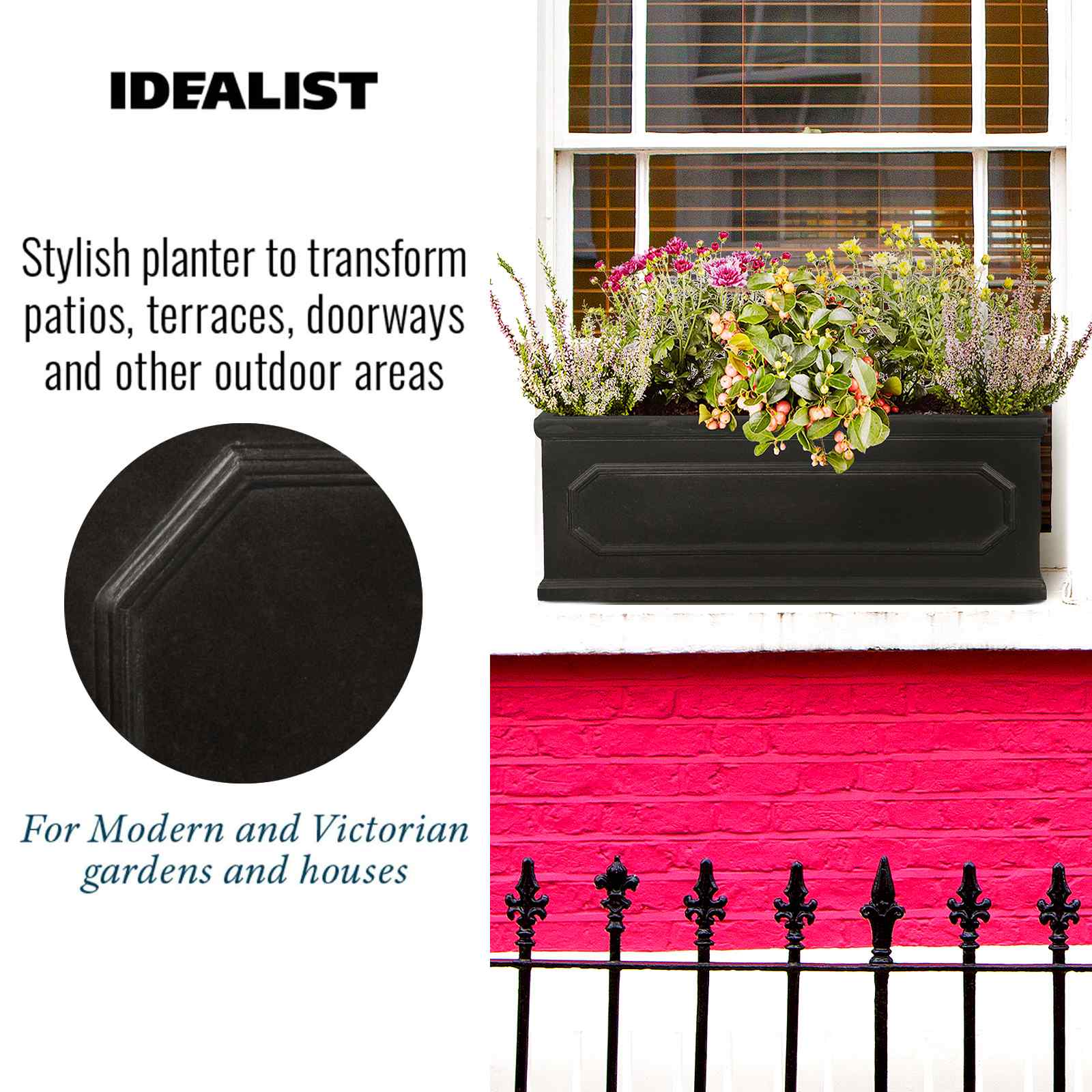 IDEALIST Lite Faux Lead Chelsea Light Concrete Through Planter