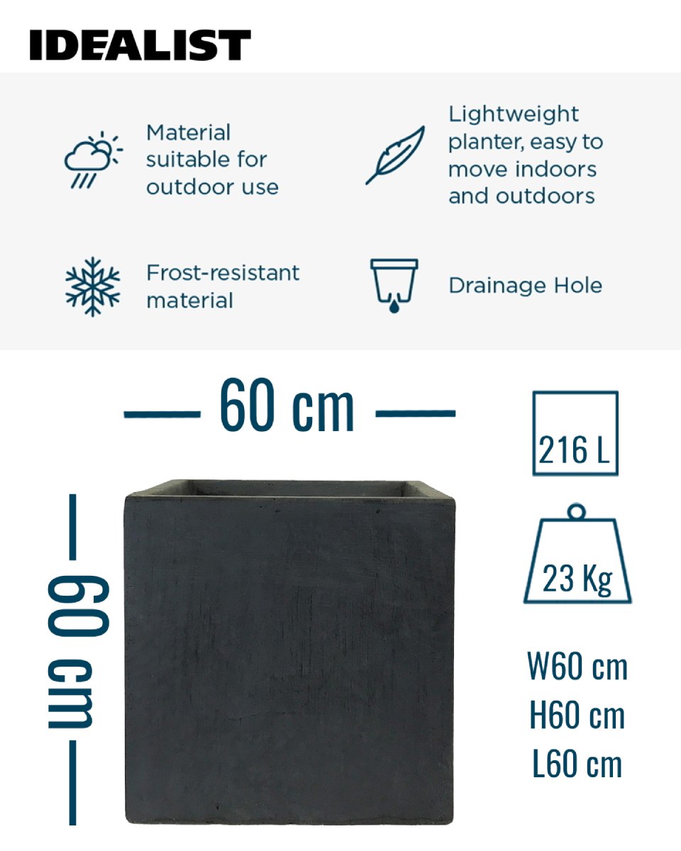 IDEALIST Lite Square Box Contemporary Light Concrete Planter