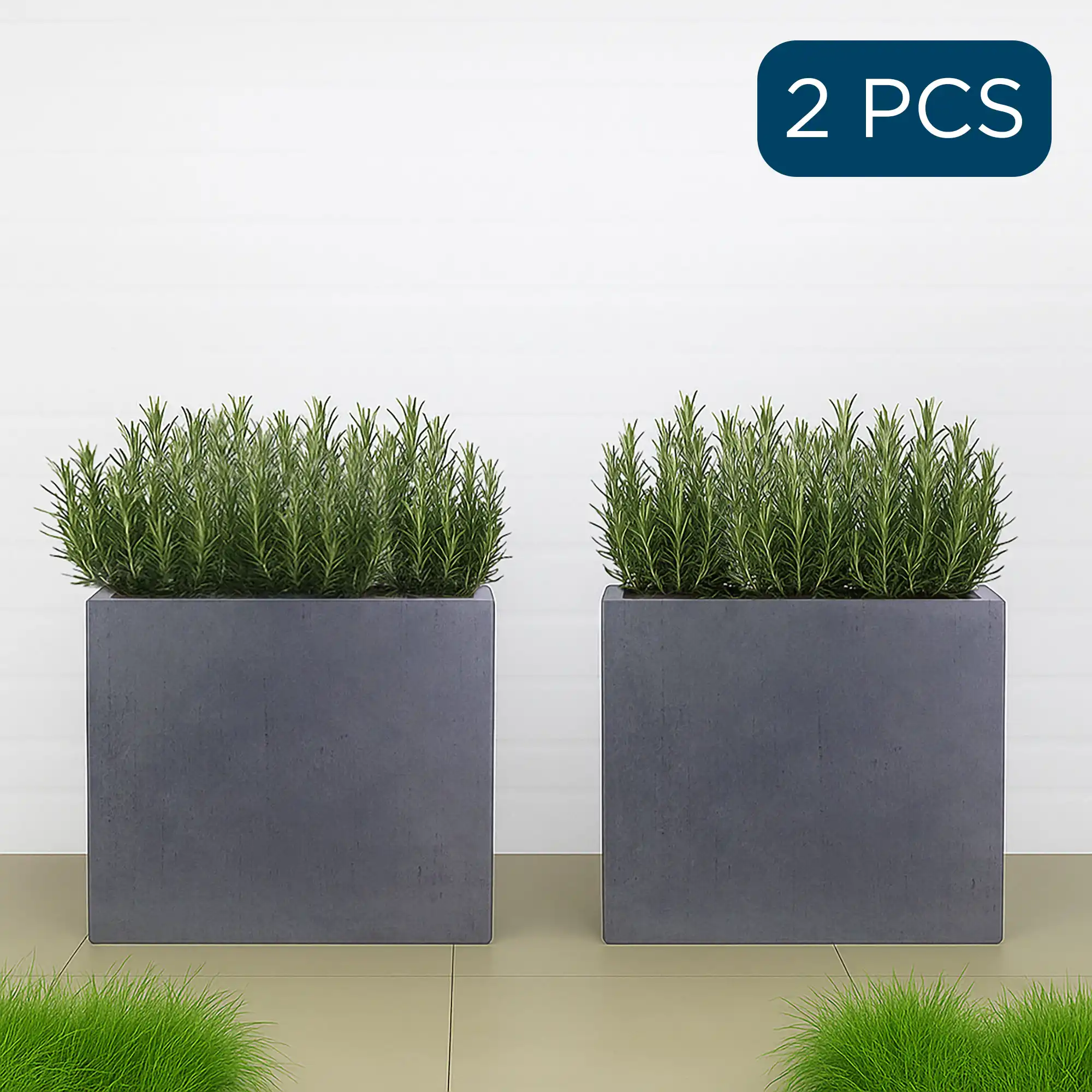 IDEALIST Lite Contemporary Light Concrete Trough Planter Set