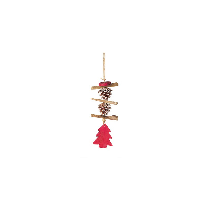 Christmas Home Hanging Decoration Rustic Pine Cone Hanger with Red Star Tree