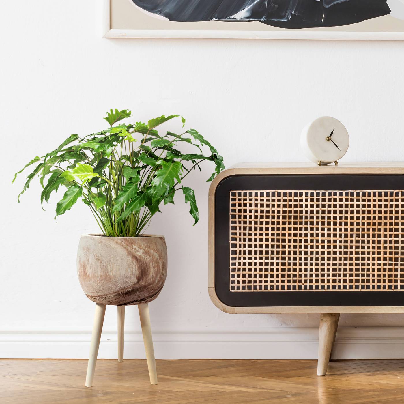 HORTICO TREND Wooden House Planter with Legs, Tall Indoor Plant Pot Stand with Waterproof Liner