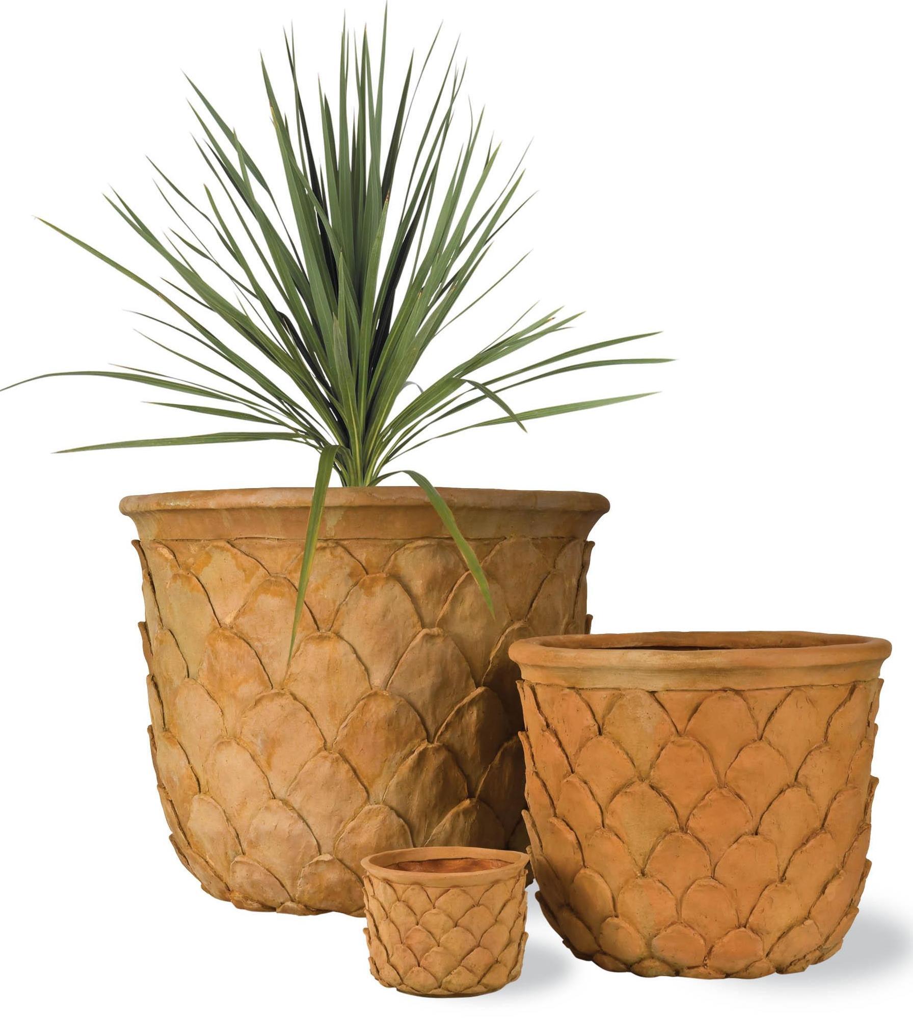 Pineapple Fiberglass Round Tall Terracotta Planter Pot In/Out