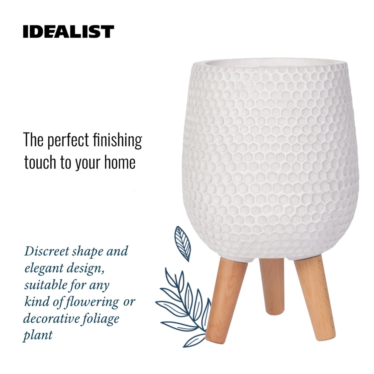 IDEALIST Lite Honeycomb Style Egg Planter on Legs, Round Pot Plant Stand Indoor