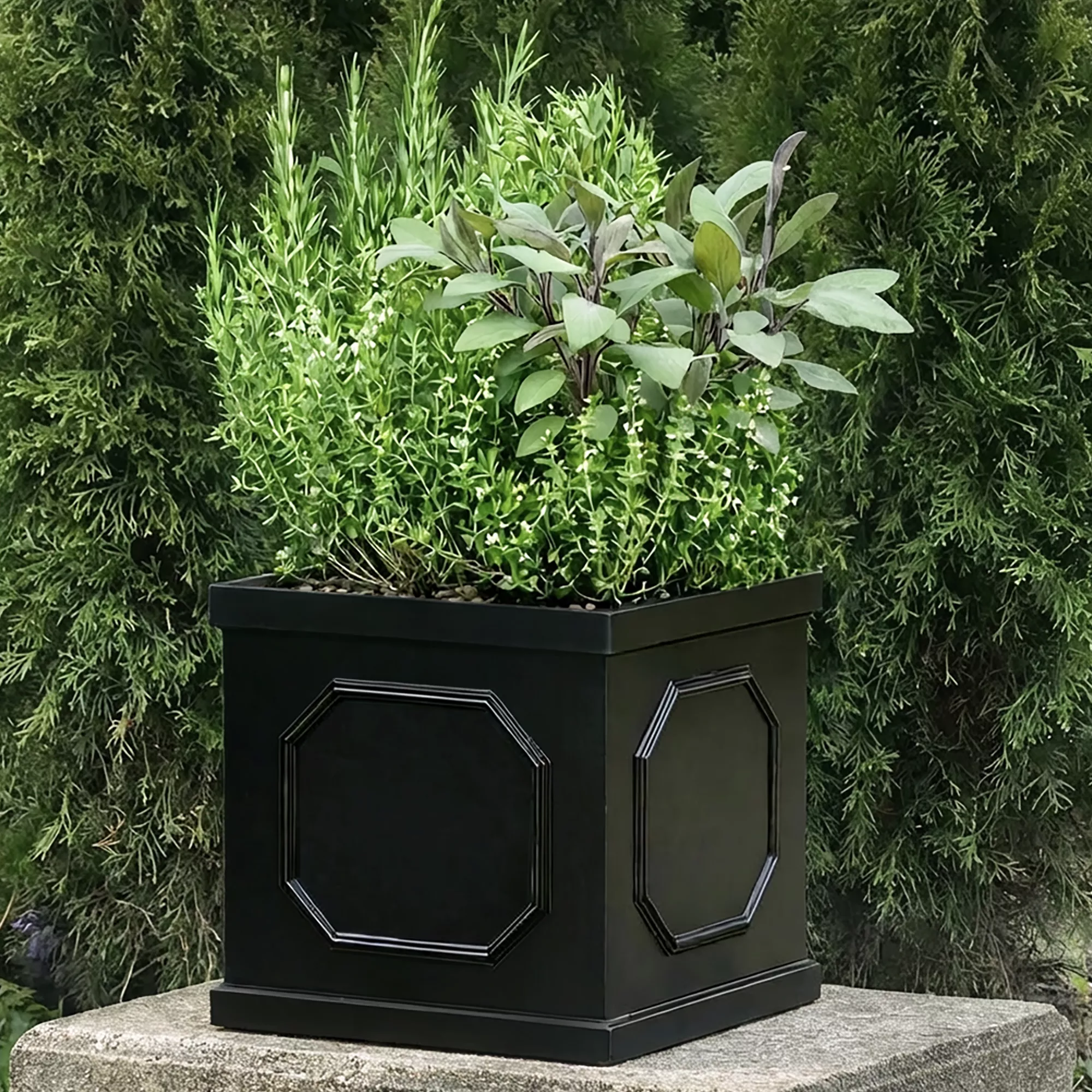 IDEALIST Lite Faux Lead Chelsea Box Square Light Concrete Planter