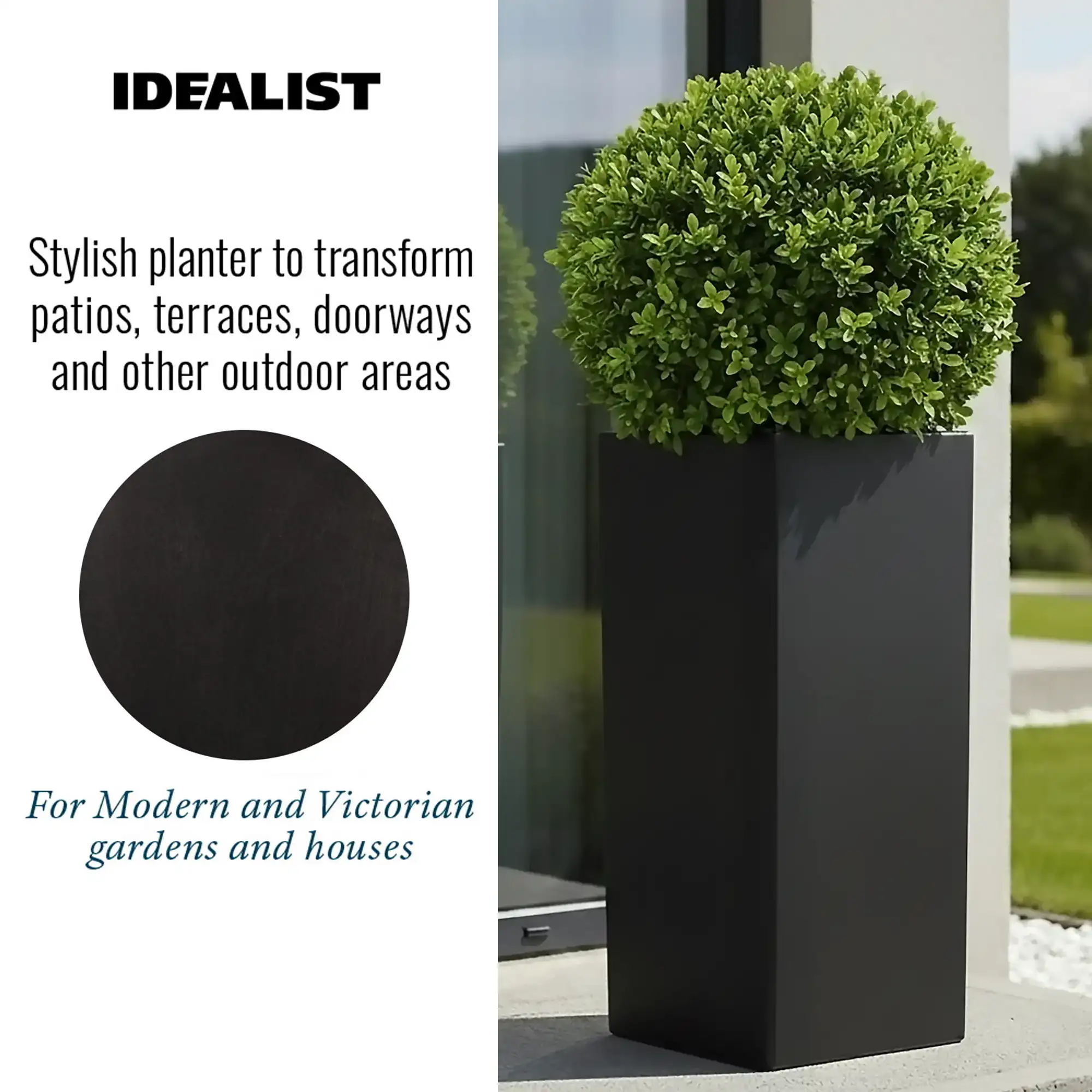 IDEALIST Lite Tall Square Contemporary Light Concrete Planter
