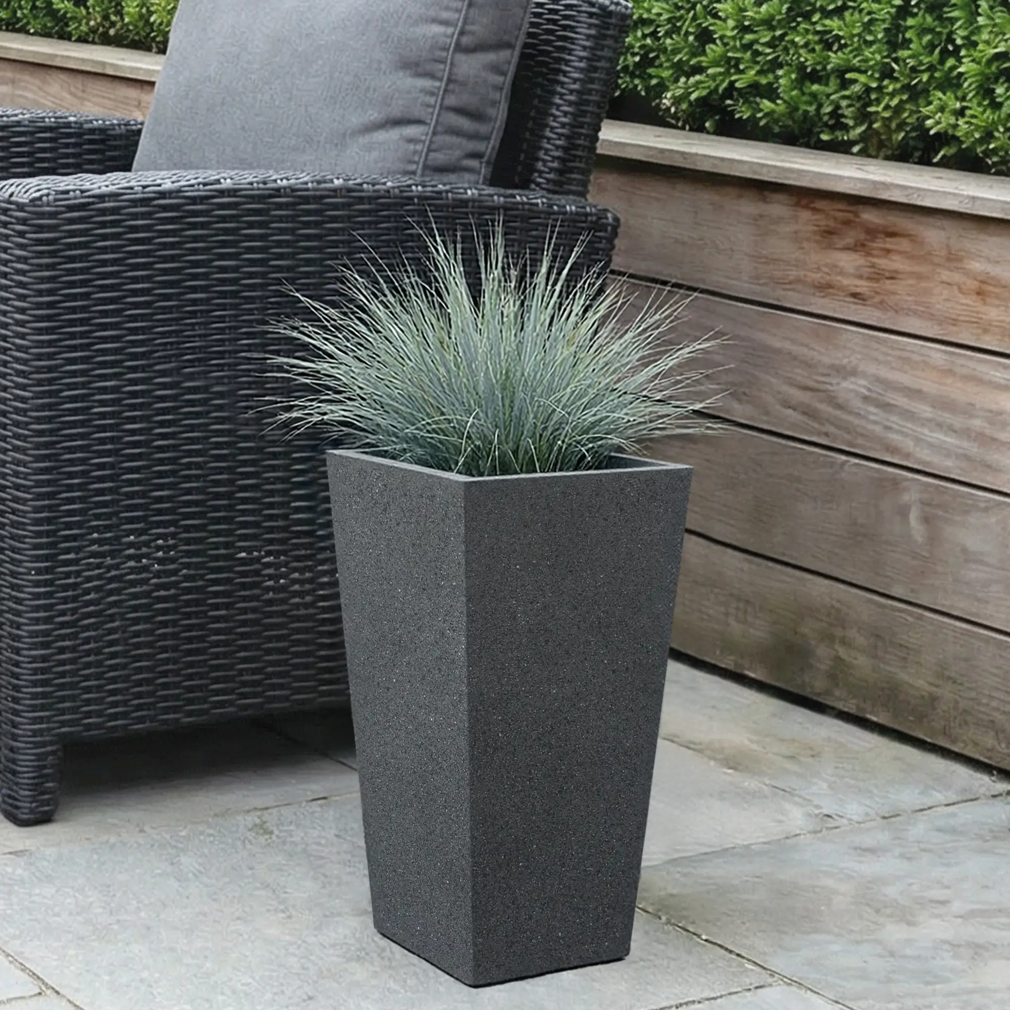 IDEALIST Lite Textured Concrete Effect Tall Tapered Outdoor Planter