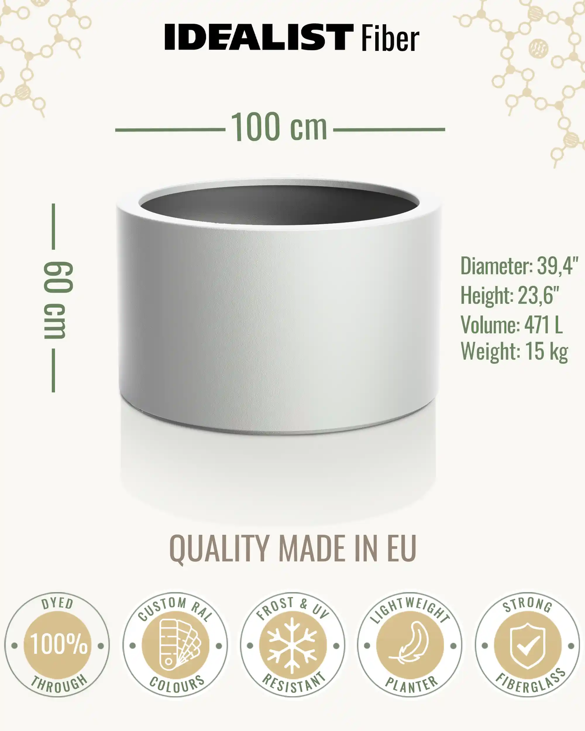 RING Round Outdoor Fiberglass Planter