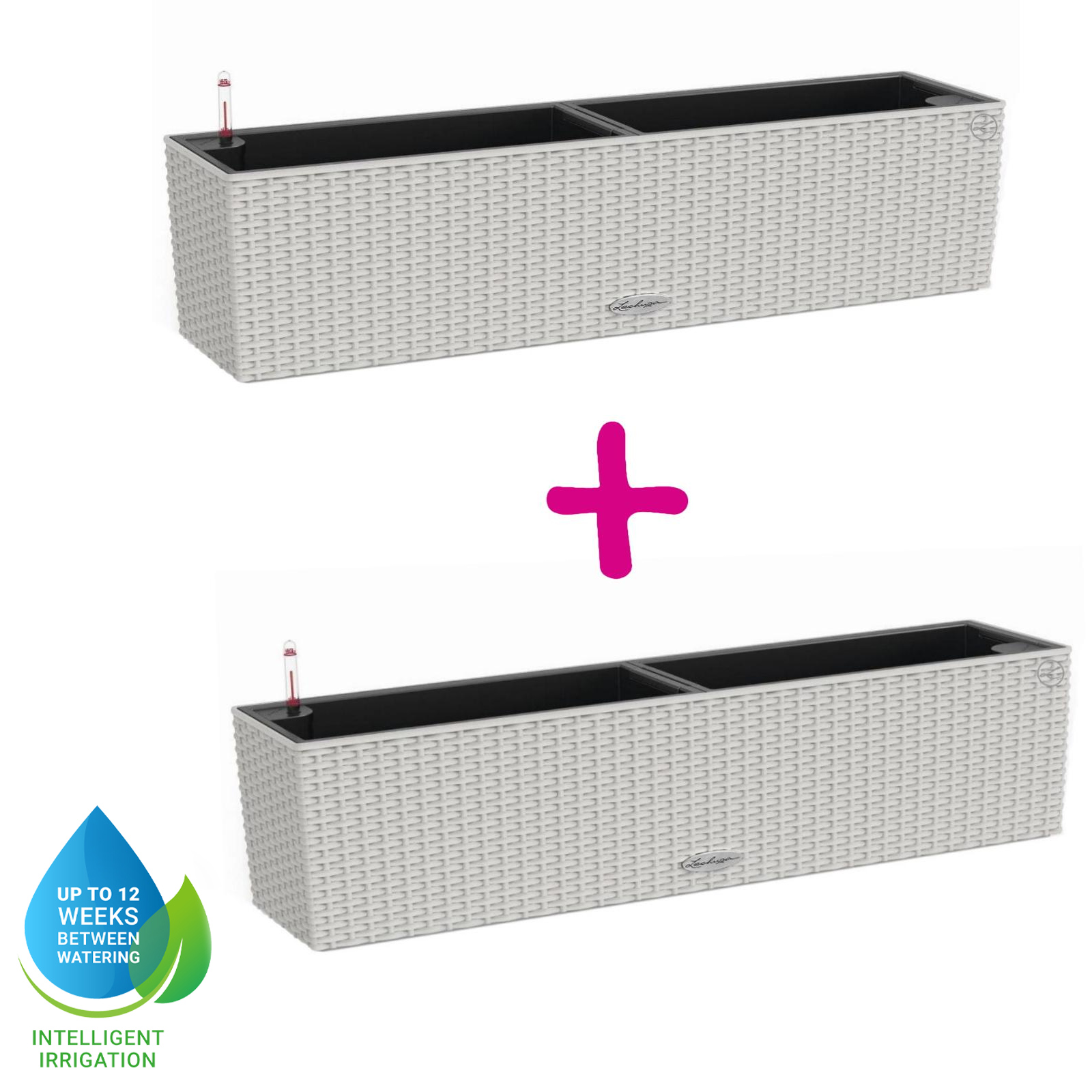LECHUZA BALCONERA Cottage Trough Poly Resin Self-watering Planter Set