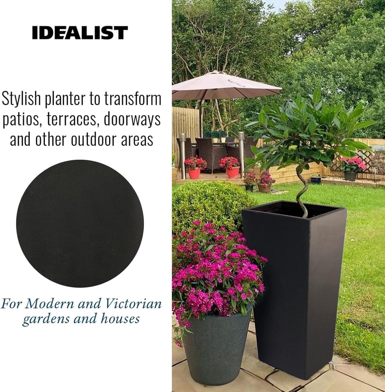 IDEALIST Lite Tall Tapered Contemporary Light Concrete Planter