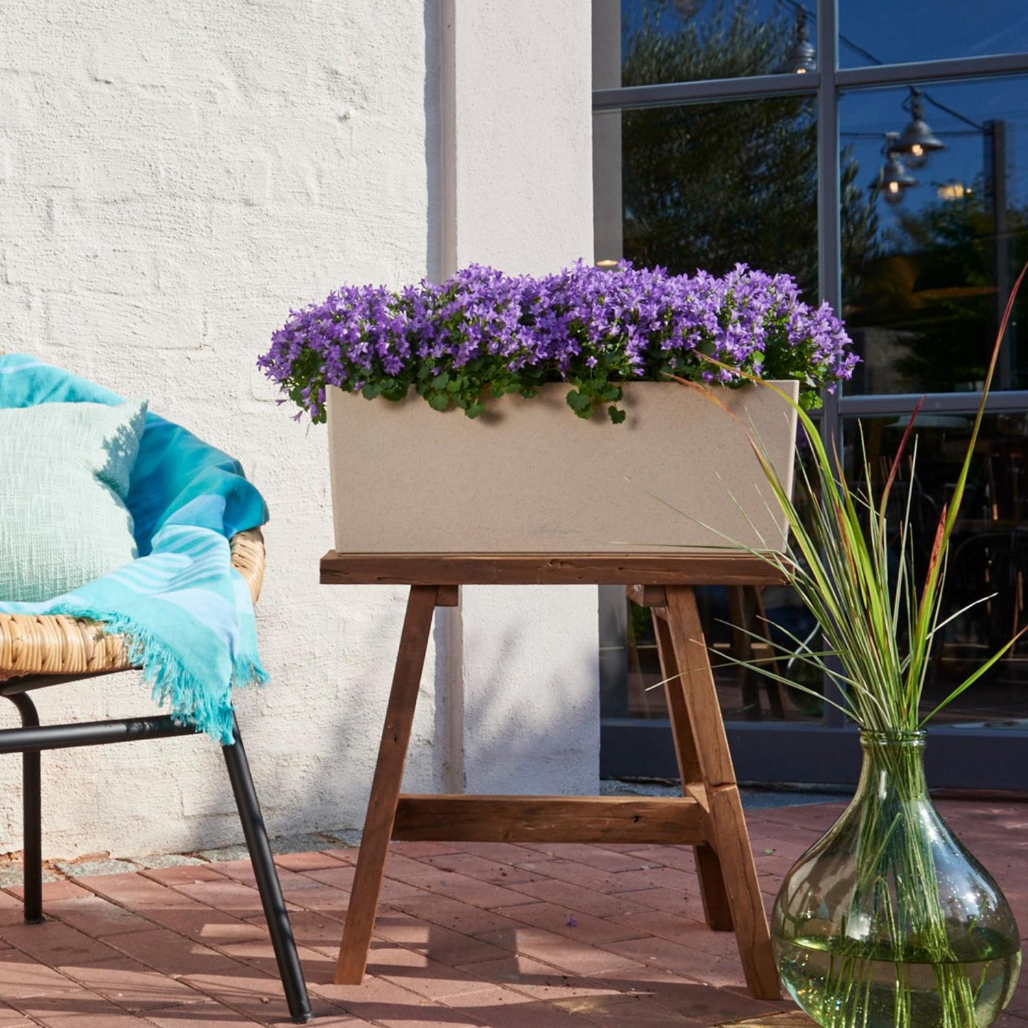 LECHUZA BALCONERA Stone Trough Poly Resin Self-watering Planter
