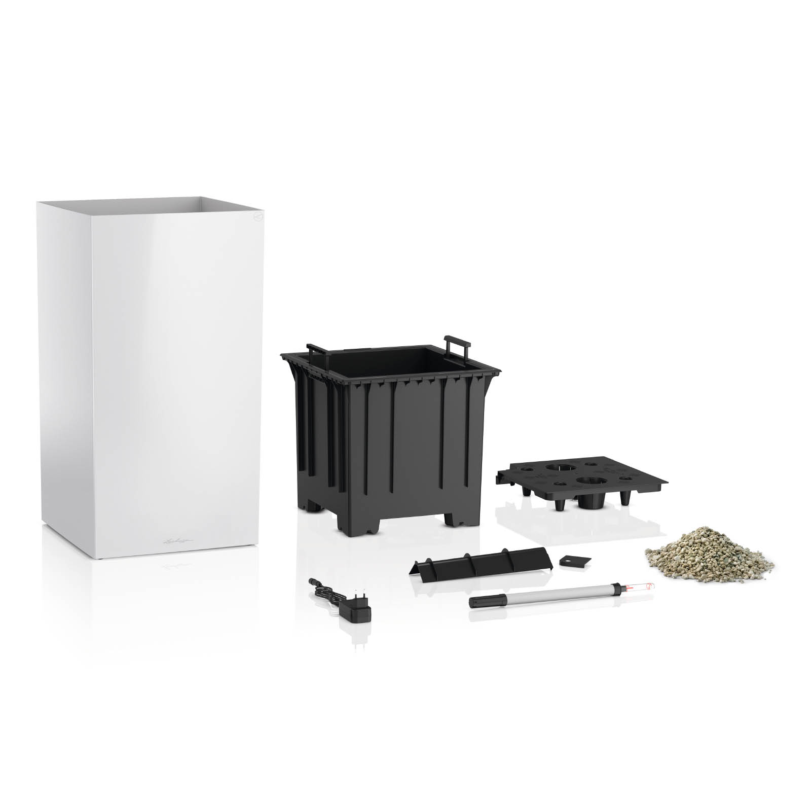 LECHUZA CANTO Premium High LED Square Tall Poly Resin Self-watering Planter