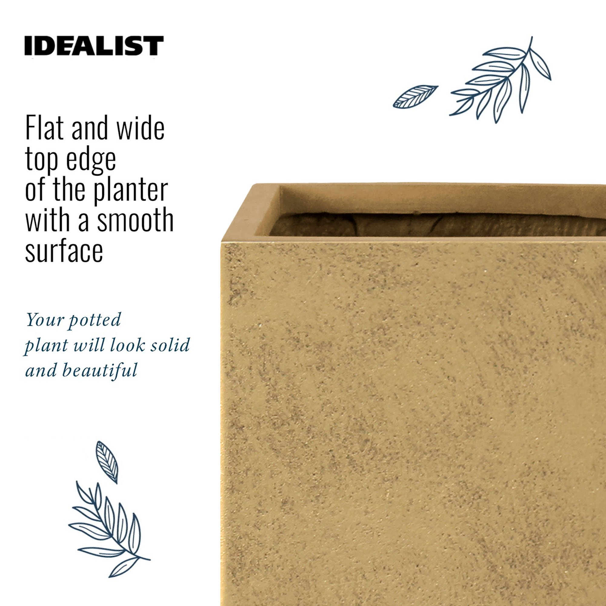 IDEALIST Lite Tall Square Metallic Indoor Planter