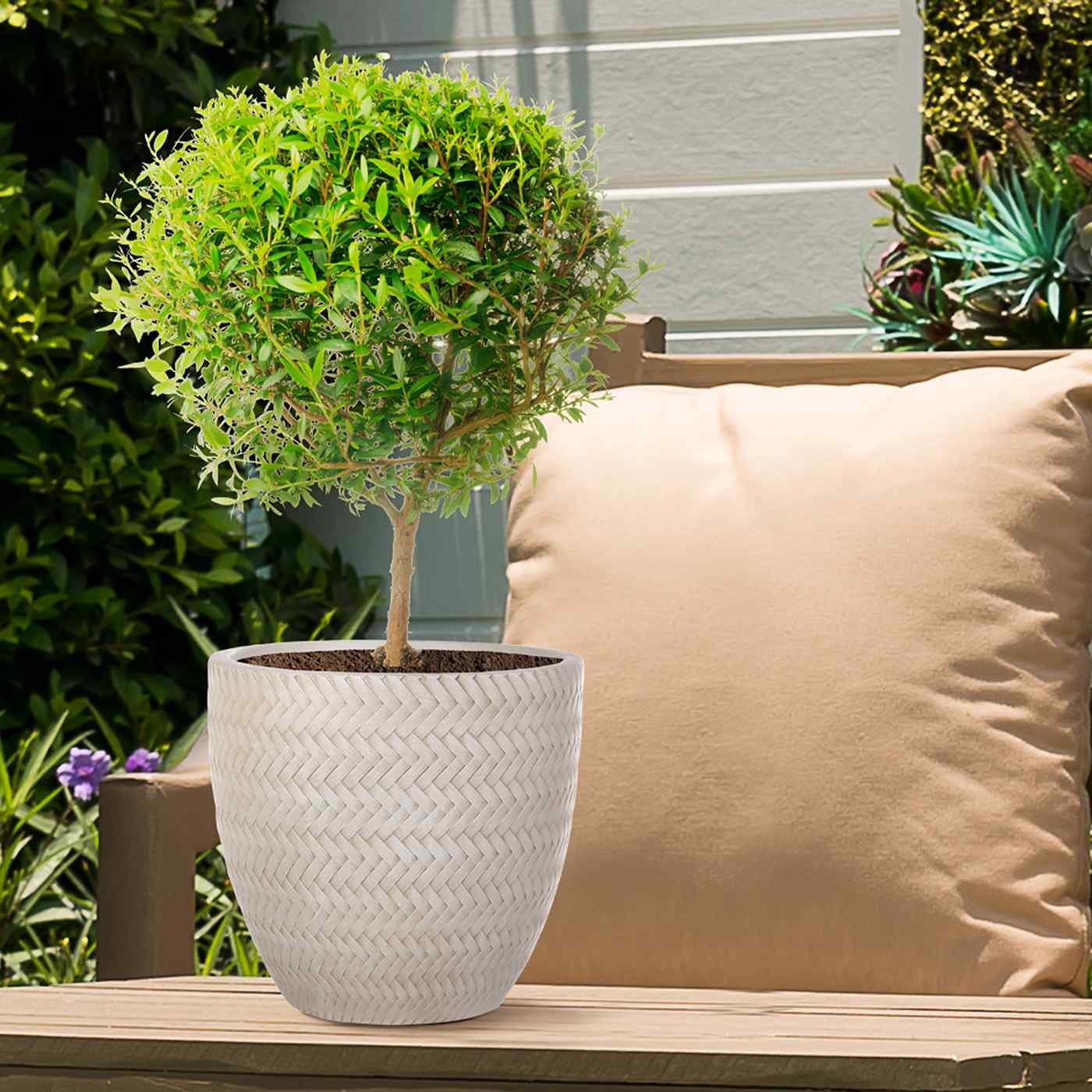 IDEALIST Lite Plaited Style Round Planter Outdoor Plant Pot